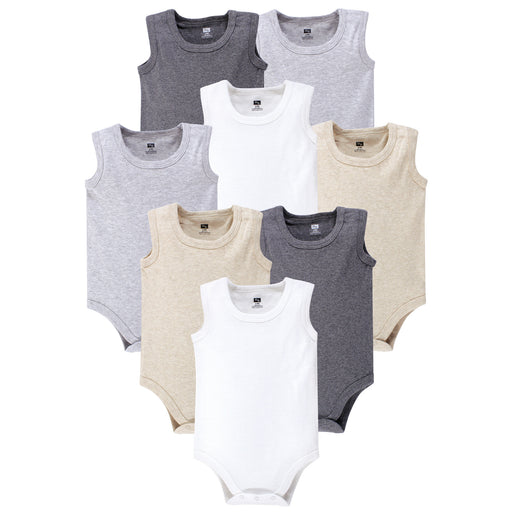 Hudson Baby Cotton Sleeveless Bodysuits 8 Pack, Heather Gray