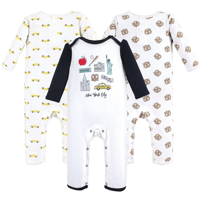 Hudson Baby Infant Boy Cotton Coveralls 3 Pack, NYC