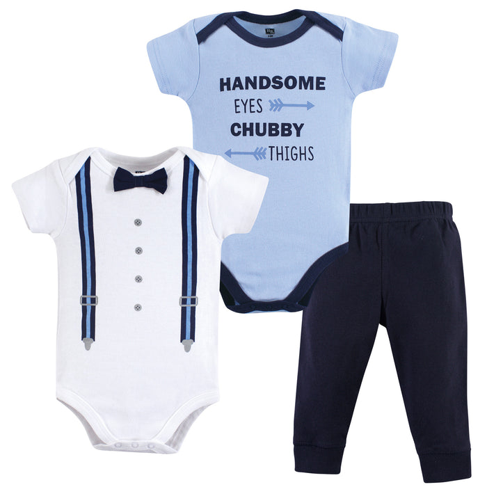 Hudson Baby Infant Boy Cotton Bodysuit and Pant Set, Handsome Eyes