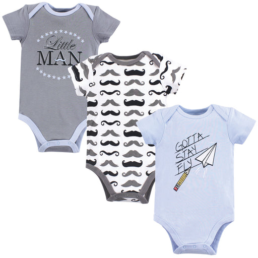 Hudson Baby Infant Boy Cotton Bodysuits 3 Pack, Gotta Stay Fly