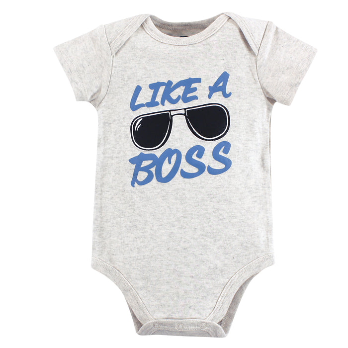 Hudson Baby Infant Boy Cotton Bodysuits 3 Pack, Like A Boss