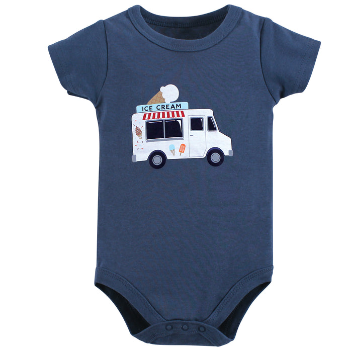 Hudson Baby Infant Boy Cotton Bodysuit, Shorts and Shoe 3 Piece Set, Ice Cream Truck