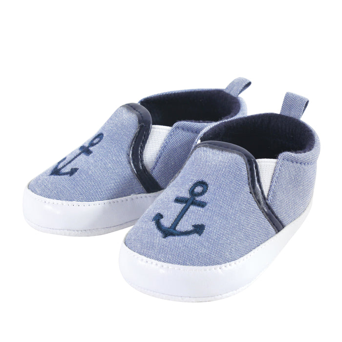 Hudson Baby Infant Boy Cotton Bodysuit, Shorts and Shoe 3 Piece Set, Blue Sailor Whale