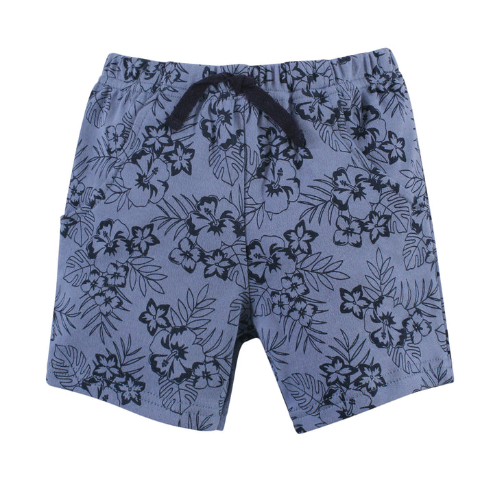 Hudson Baby Infant Boy Cotton Bodysuit, Shorts and Shoe 3 Piece Set, Pineapple