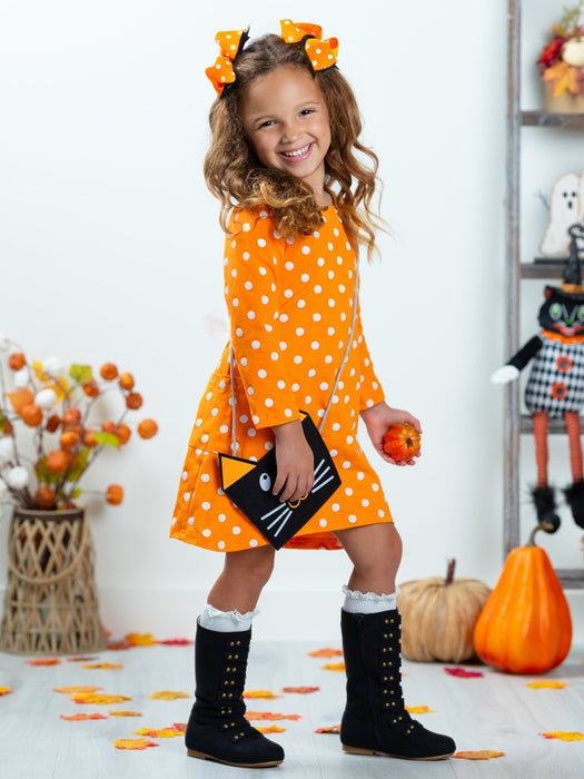 Mia Belle Girls Precious Polka Dot Pocket Dress and Purse Set