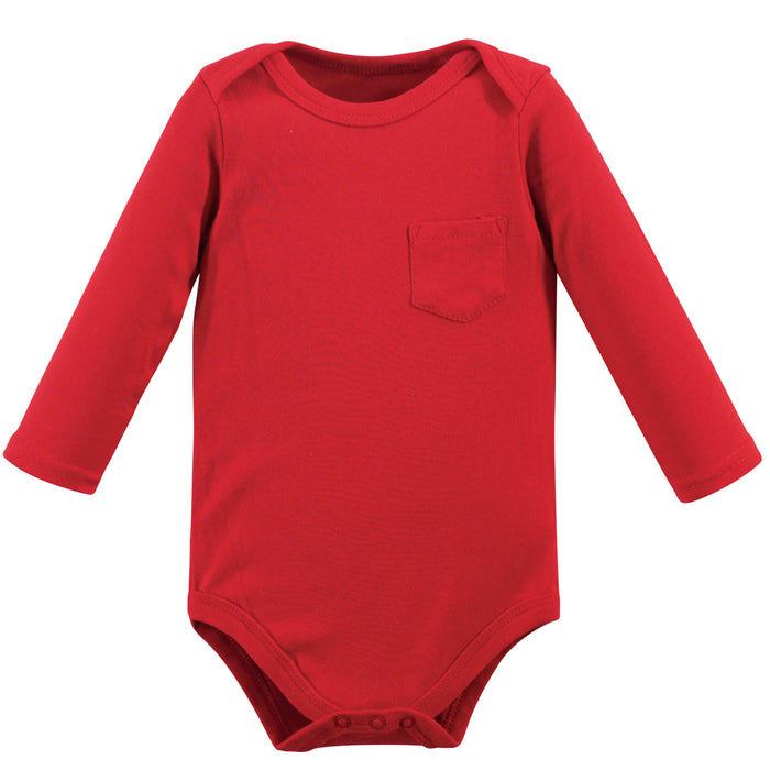 Hudson Baby Infant Boy Cotton Long-Sleeve Bodysuits 5 Pack, Pizza