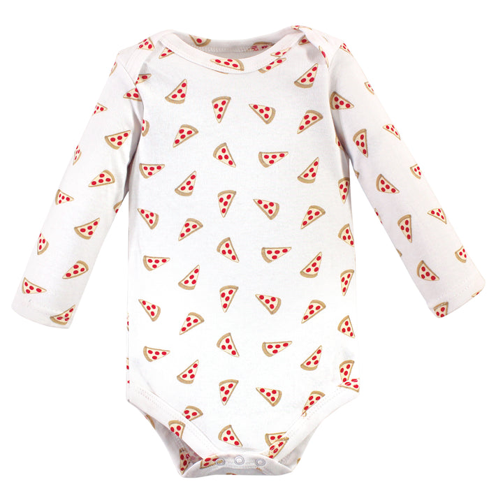 Hudson Baby Infant Boy Cotton Long-Sleeve Bodysuits 5 Pack, Pizza