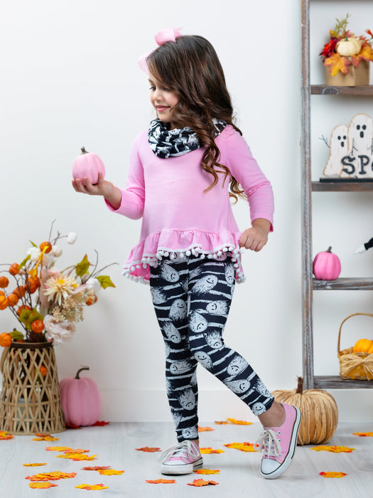 Mia Belle Girls Unspookable Hi-Lo Tunic, Leggings and Scarf Set