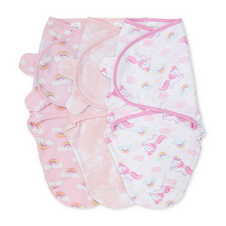 The Peanutshell Rainbow Unicorn 3-Pack Swaddles