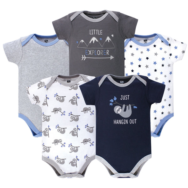 Hudson Baby Infant Boy Cotton Bodysuits 5 Pack, Little Explorer