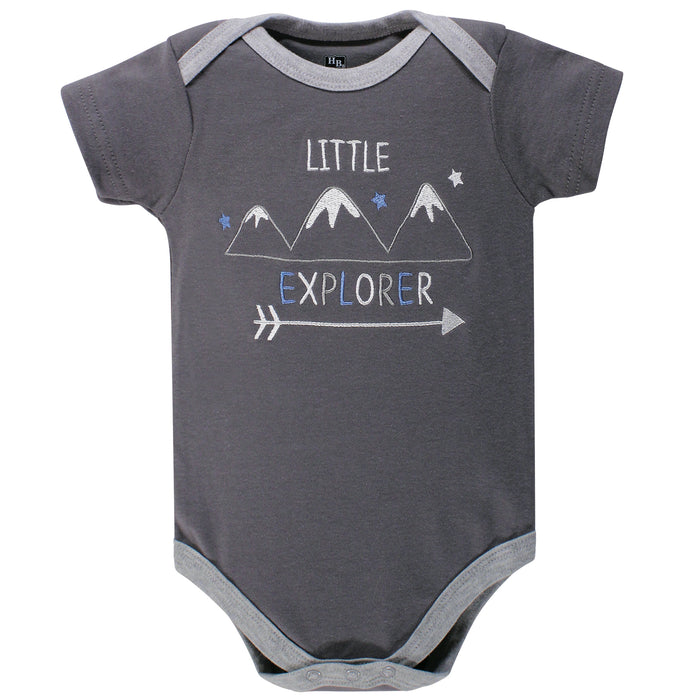 Hudson Baby Infant Boy Cotton Bodysuits 5 Pack, Little Explorer
