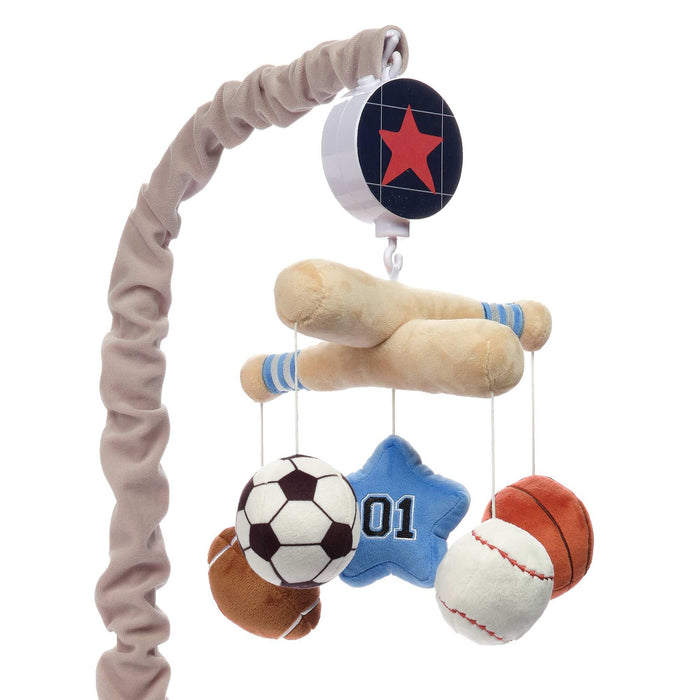 Lambs & Ivy Baby Sports Musical Baby Crib Mobile Soother Toy - Gray