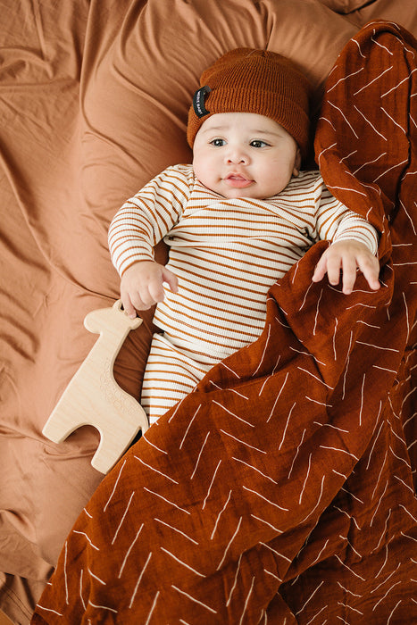Mebie Baby Rust Mudcloth Muslin Swaddle Blanket