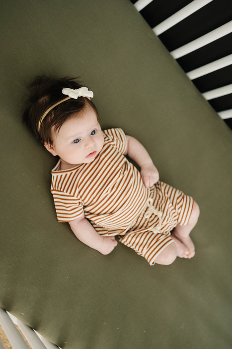 Mebie Baby Olive Bamboo Stretch Crib Sheet
