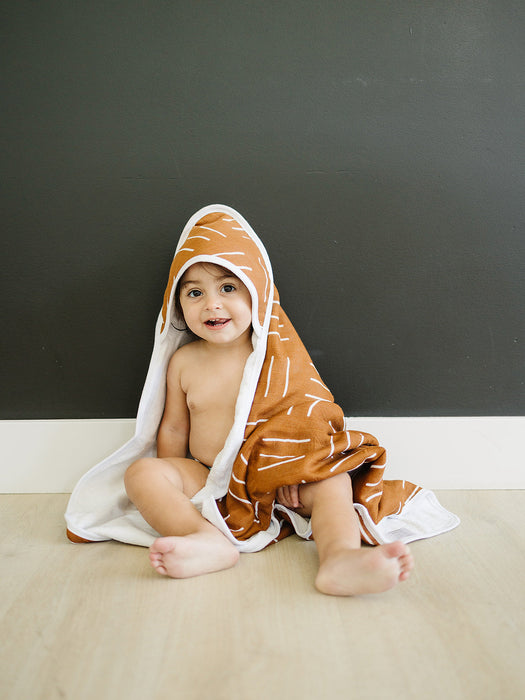 Mebie Baby Mustard Mudcloth Muslin Hooded Towel