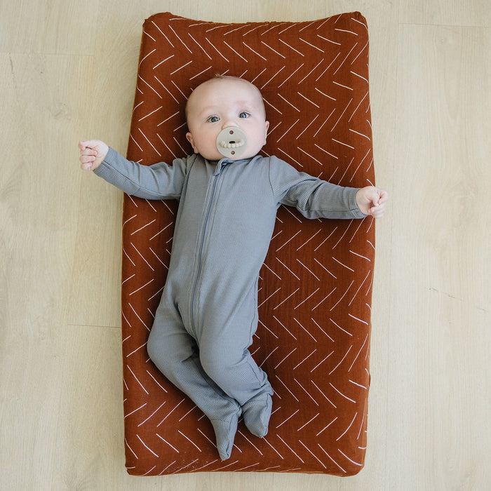 Mebie Baby Rust Mudcloth Muslin Changing Pad Cover