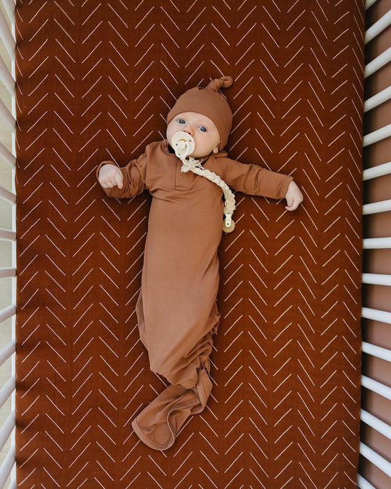 Mebie Baby Rust Mudcloth Muslin Crib Sheet