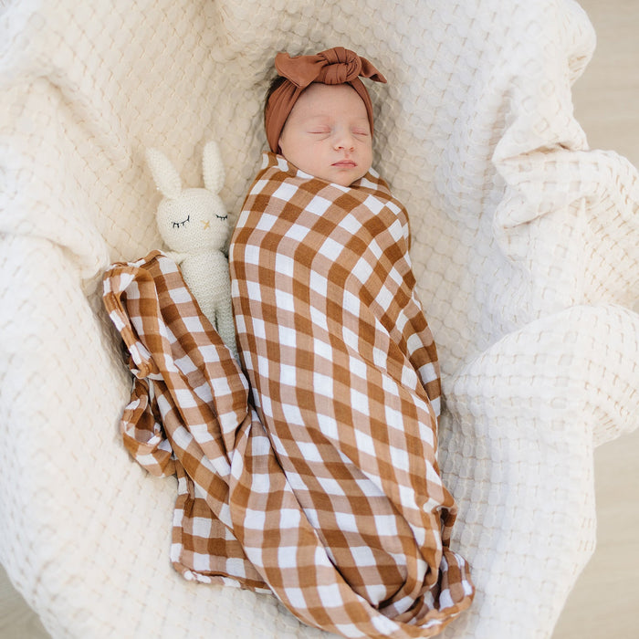 Mebie Baby Gingham Muslin Swaddle Blanket