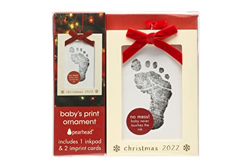 Pearhead Christmas Holiday Babys Print Ornament with Clean-Touch Ink Pad
