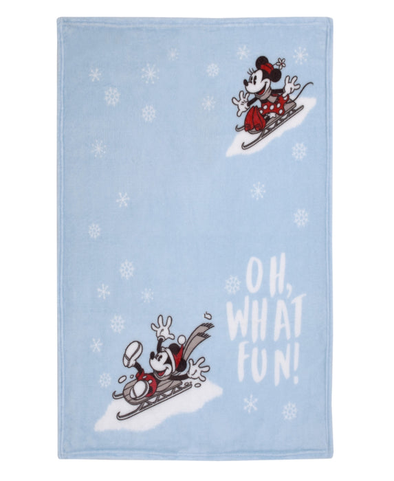 Disney Mickey and Minnie Mouse Winter Holiday "Oh, What Fun!" Snowflakes Super Soft Baby Blanket