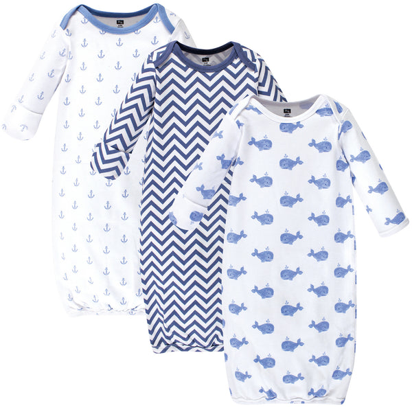 Hudson Baby Infant Boy Cotton Gowns Blue Whales