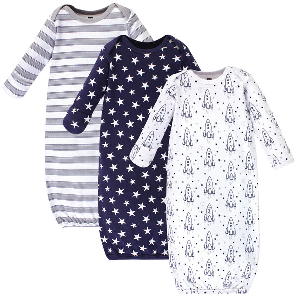 Hudson Baby Infant Boy Cotton Gowns Rocket Ship