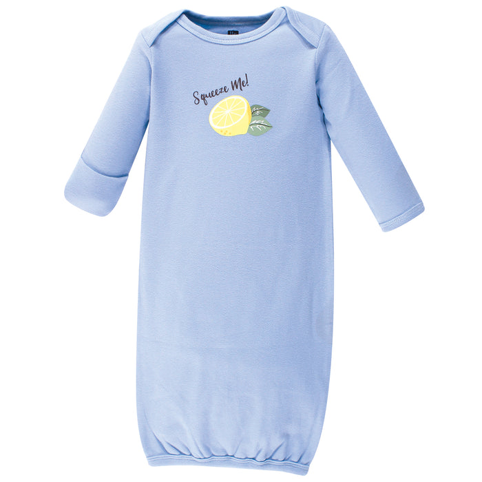 Hudson Baby Infant Girl Cotton Long-Sleeve Gowns 3 Pack, Lemon 0-6 Months