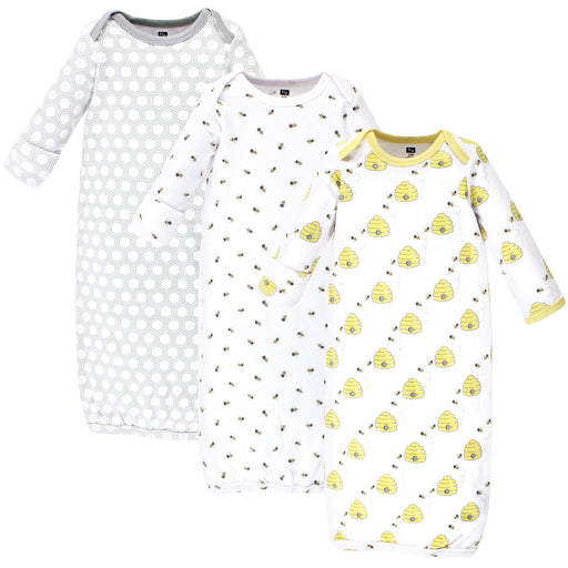 Hudson Baby 3-Pack Cotton Gowns, Bees