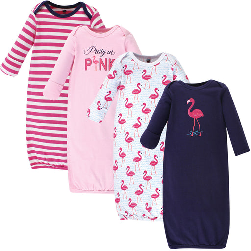 Hudson Baby Infant Girl Cotton Gowns, Bright Flamingo