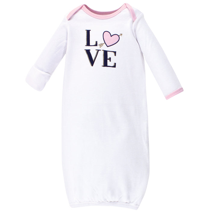 Hudson Baby Girl Cotton Gowns, Love, Preemie/Newborn 4-Pack