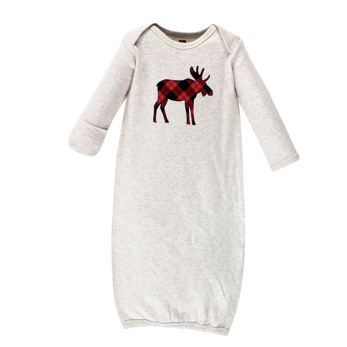 Hudson Baby Infant Gender Neutral Cotton Gowns, Moose, 0-6 Months