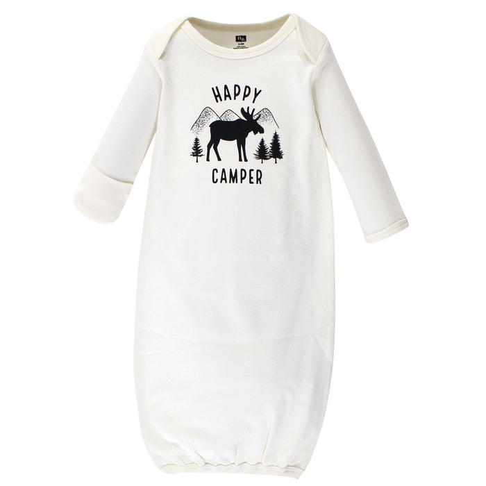 Hudson Baby 4-Pack Cotton Gowns, Moose, Preemie/Newborn