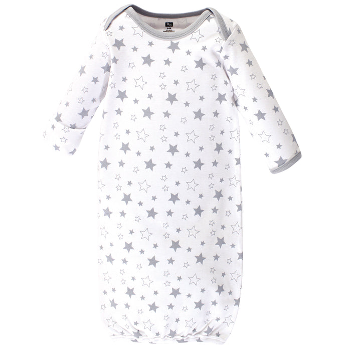 Hudson Baby Infant Cotton Long-Sleeve Gowns 4-Pack, Star and Moon