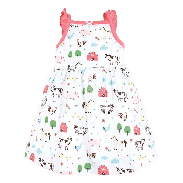 Hudson Baby Infant and Toddler Girl Cotton Dresses, Farm Animals