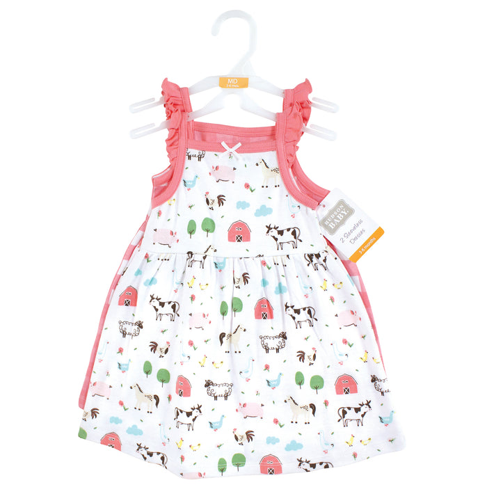 Hudson Baby Infant and Toddler Girl Cotton Dresses, Farm Animals