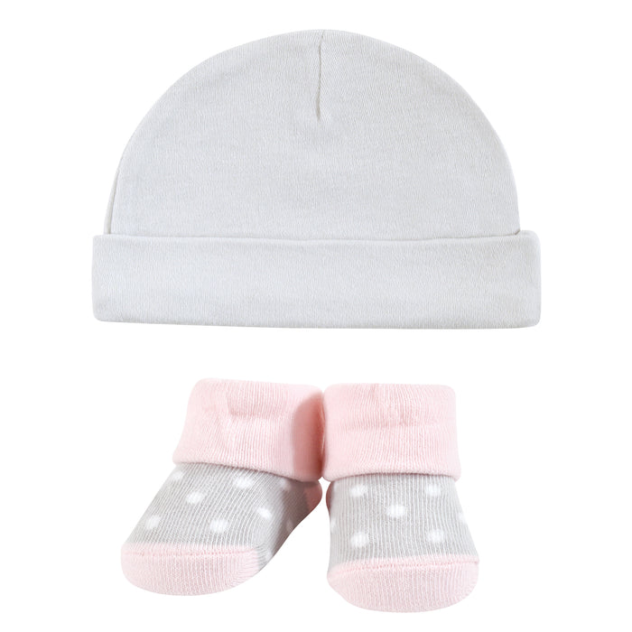 Hudson Baby Infant Girl Cap and Socks Set, 0-9 Months