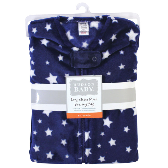 Hudson Baby Infant Plush Sleeping Bag, Sack, Blanket, Navy Stars