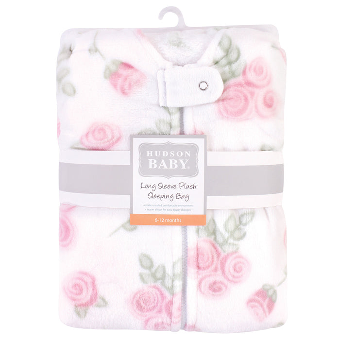 Hudson Baby Infant Plush Wearable Blanket, Pink Rose