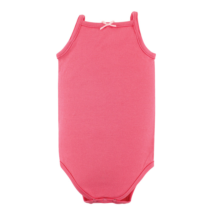 Hudson Baby Infant Girl Cotton Sleeveless Bodysuits 5 Pack, Pineapple