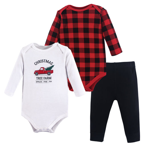 Hudson Baby Infant Gender Neutral Cotton Bodysuit and Pant Set, Christmas Tree