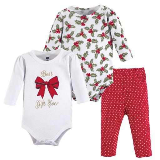 Hudson Baby Infant Girl Cotton Bodysuit and Pant Set, Best Gift