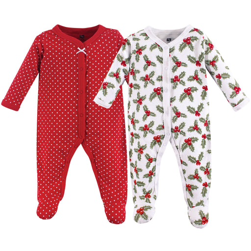 Hudson Baby Cotton Snap Sleep and Play 2-Pack, Holly