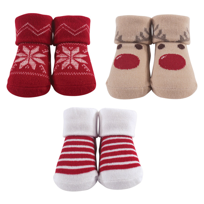 Hudson Baby Infant Gender Neutral Socks Boxed Giftset, Reindeer, One Size