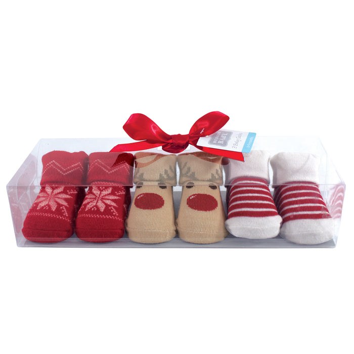 Hudson Baby Infant Gender Neutral Socks Boxed Giftset, Reindeer, One Size