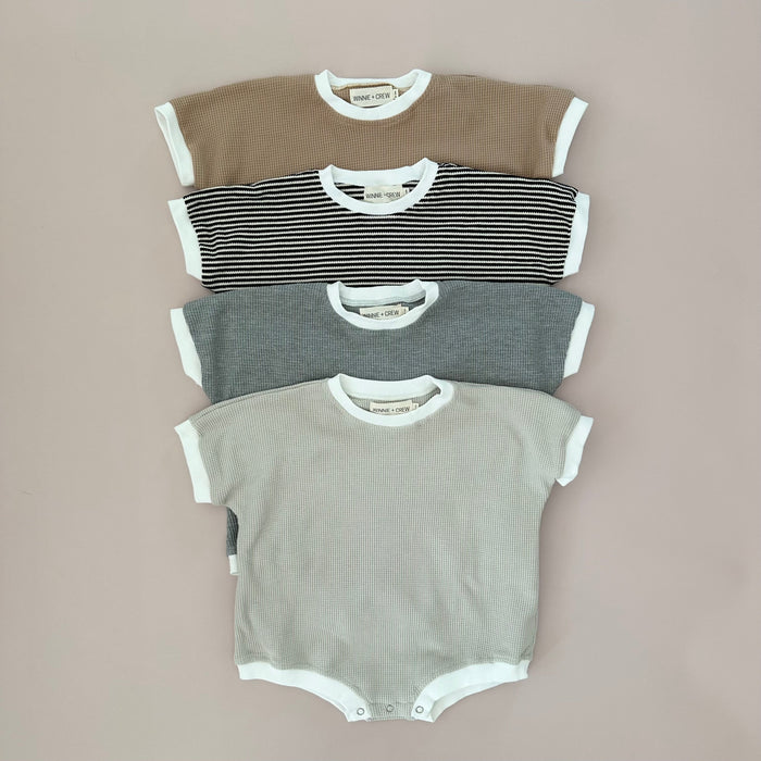 Winnie + Crew Ezra Waffle Romper in Grey