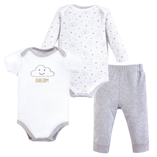 Hudson Baby Infant Gender Neutral Cotton Bodysuit and Pant Set, Gray Clouds