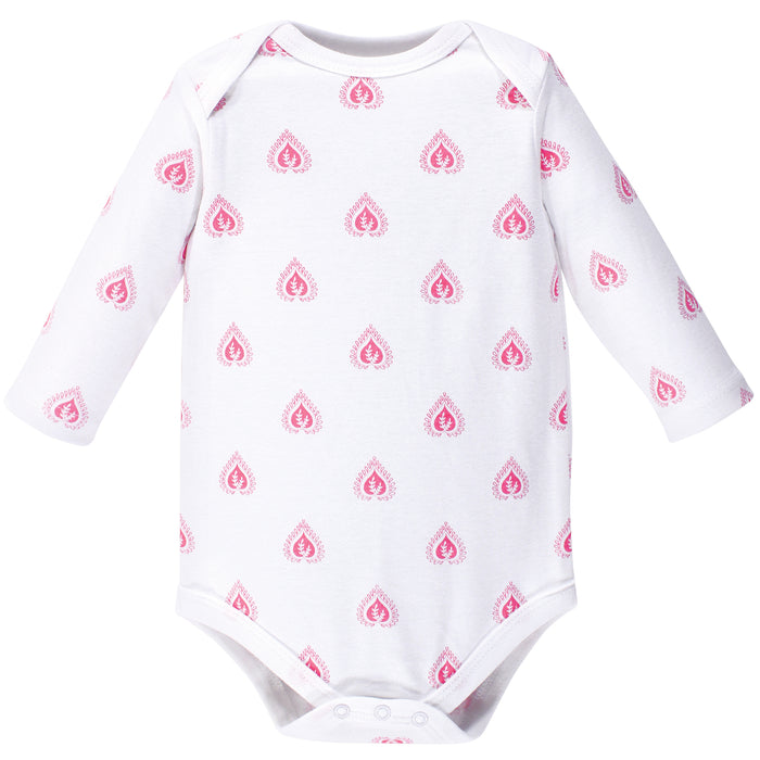 Hudson Baby Infant Girl Cotton Long-Sleeve Bodysuits 5-pack, Bird Cage