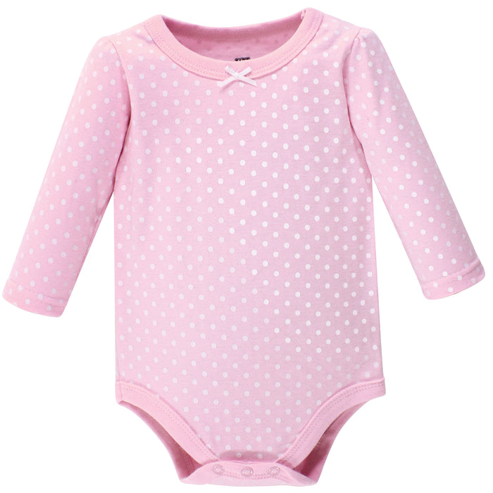 Hudson Baby Infant Girl Cotton Long-Sleeve Bodysuits 5-pack, Basic Bow