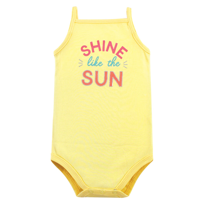 Hudson Baby Infant Girl Cotton Sleeveless Bodysuits 5 Pack, Rainbows