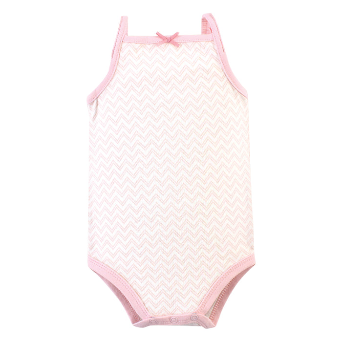 Hudson Baby Infant Girl Cotton Sleeveless Bodysuits 5 Pack, Pink Cactus